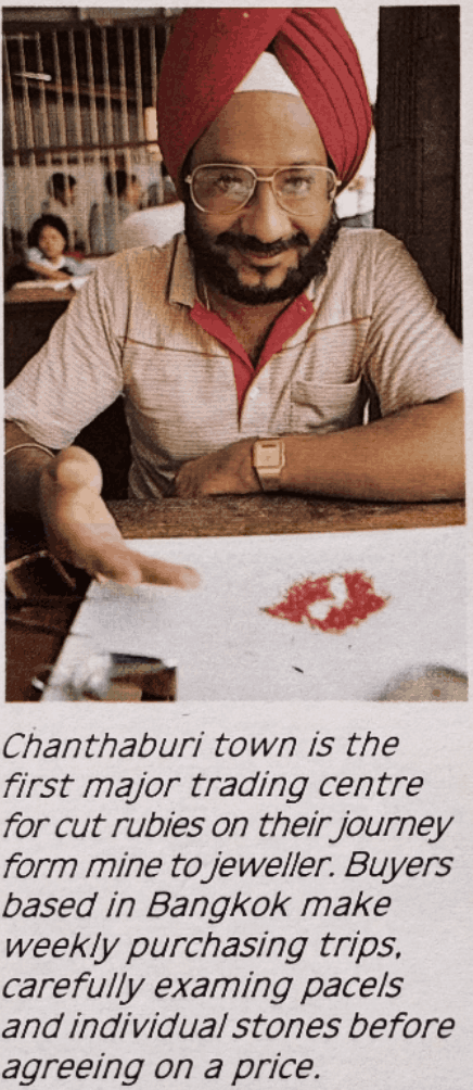 Mr. Parambir Makhni pictured in The Siamese Ruby, at a ruby trading table in Chanthaburi